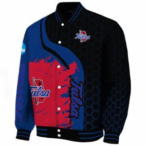 tulsa golden hurricane hexagonal pattern blue black jacket best selling