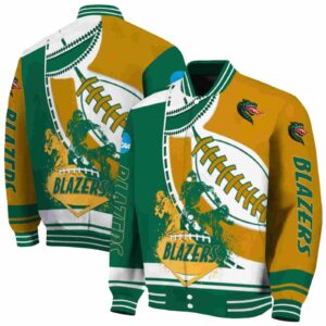 uab blazers baseball stitching gold white jacket fashion forward