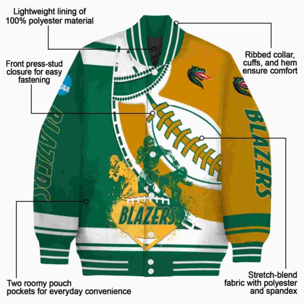 uab blazers baseball stitching gold white jacket new arrival