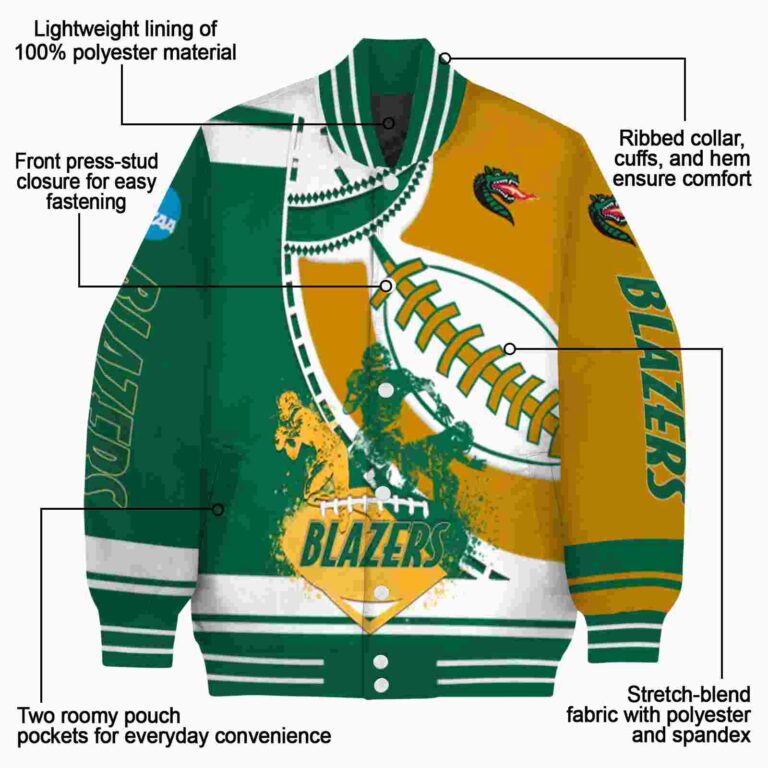 uab blazers baseball stitching gold white jacket new arrival