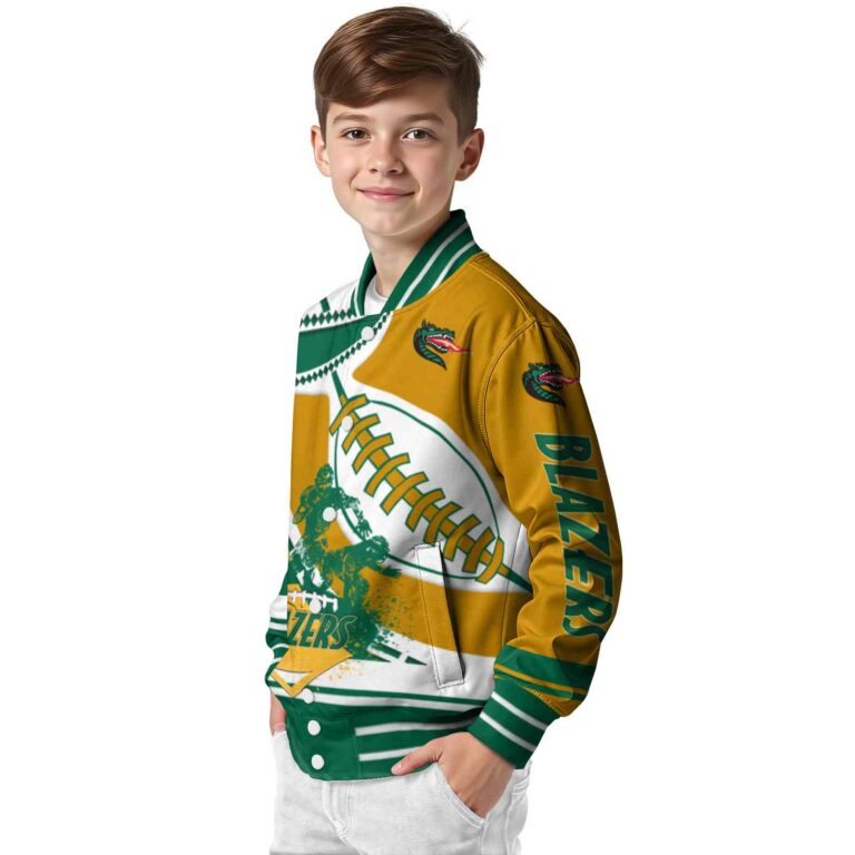 uab blazers baseball stitching gold white jacket trendy