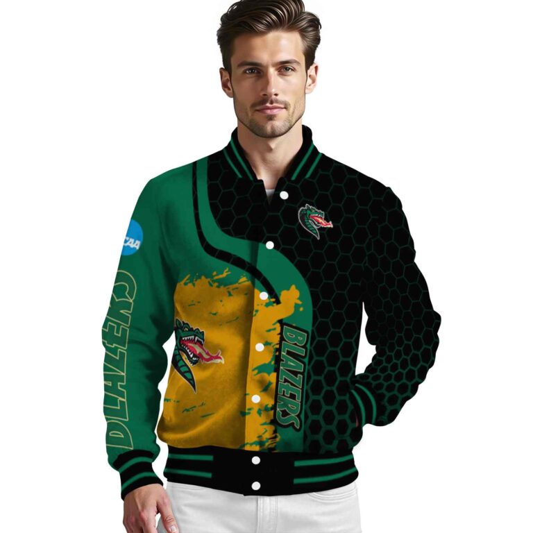 uab blazers hexagonal pattern green black jacket high quality