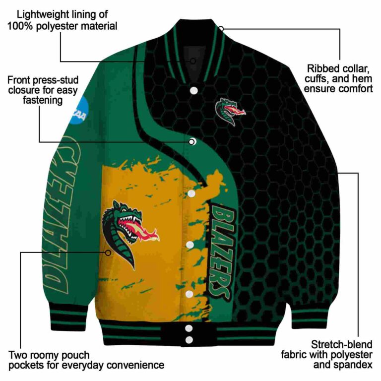 uab blazers hexagonal pattern green black jacket new arrival