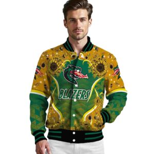 uab blazers sunflower bloom green yellow jacket high quality