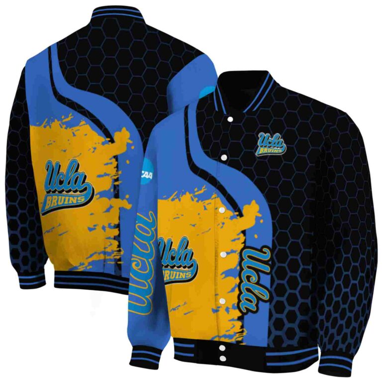 ucla bruins hexagonal pattern blue black jacket fashion forward