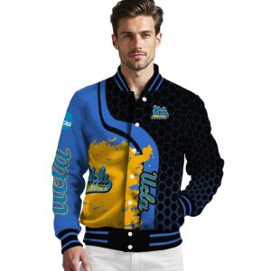 ucla bruins hexagonal pattern blue black jacket high quality