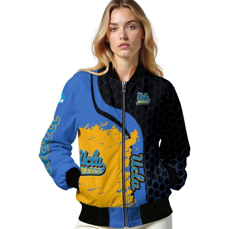 ucla bruins hexagonal pattern blue black jacket latest model