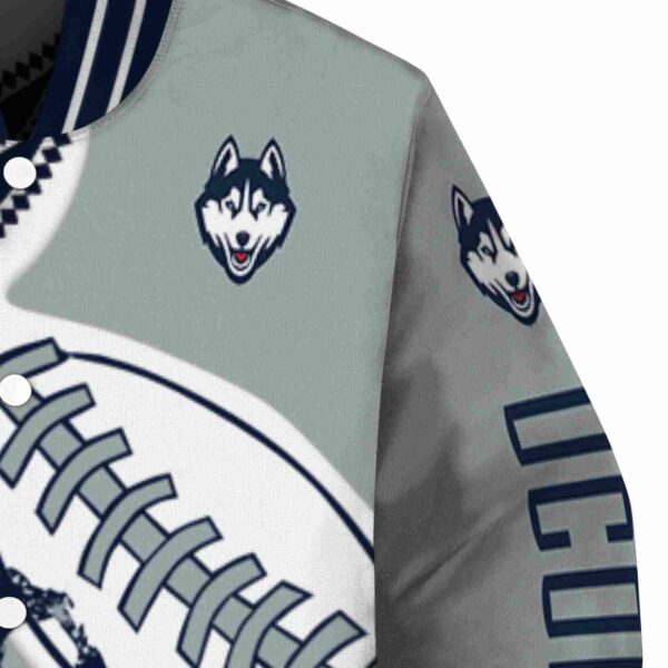uconn huskies baseball stitching grey white jacket premium grade