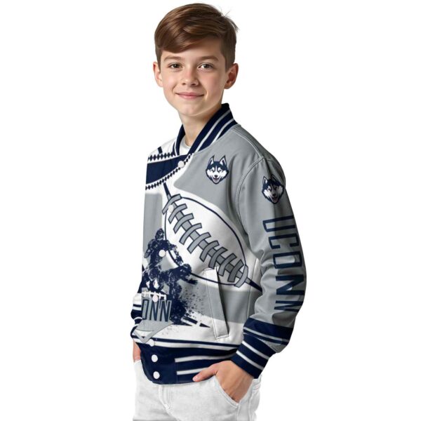 uconn huskies baseball stitching grey white jacket trendy
