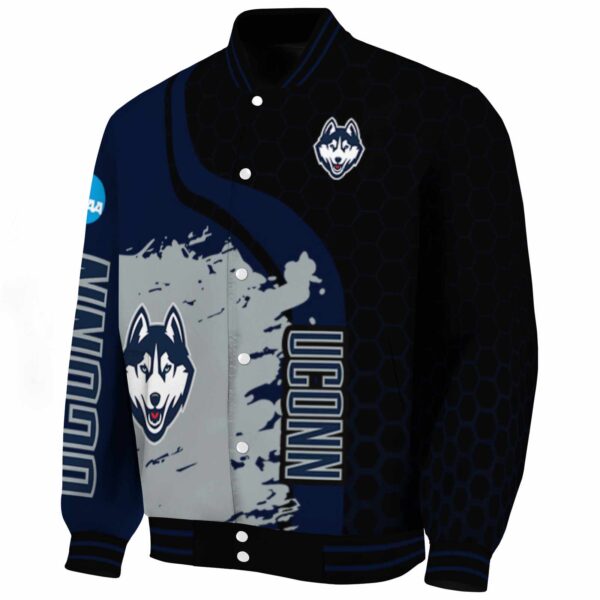 uconn huskies hexagonal pattern blue black jacket best selling