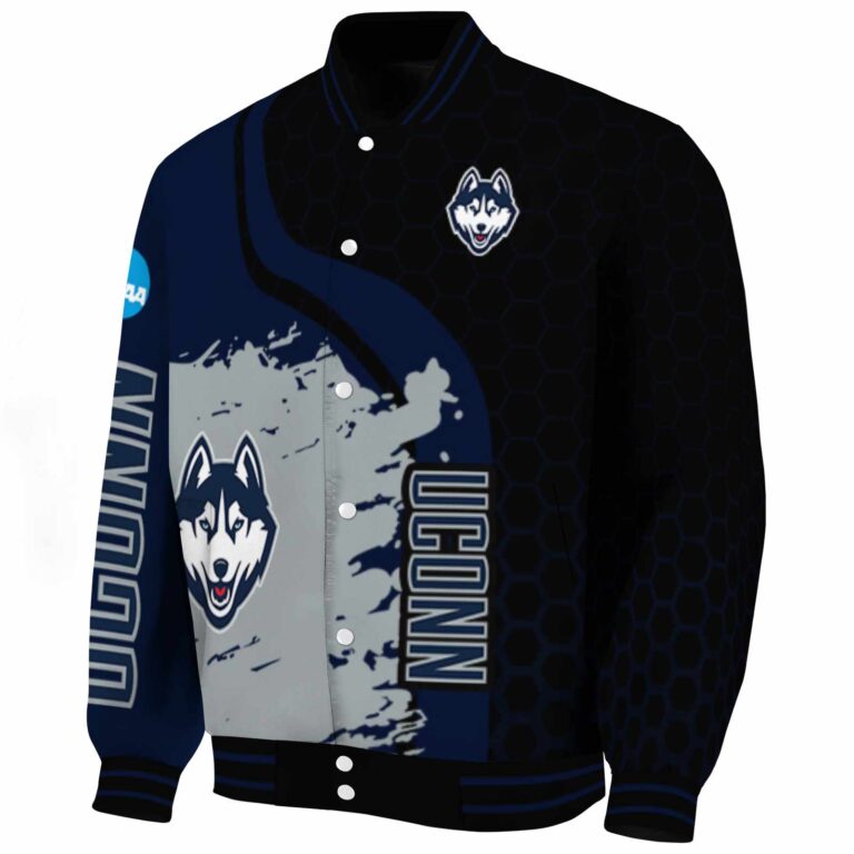 uconn huskies hexagonal pattern blue black jacket best selling