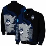 uconn huskies hexagonal pattern blue black jacket best selling
