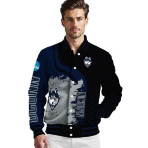 uconn huskies hexagonal pattern blue black jacket high quality