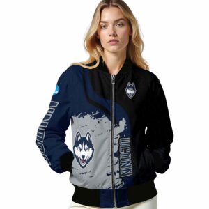 uconn huskies hexagonal pattern blue black jacket latest model