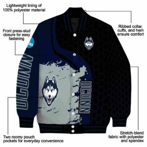 uconn huskies hexagonal pattern blue black jacket new arrival
