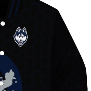 uconn huskies hexagonal pattern blue black jacket premium grade