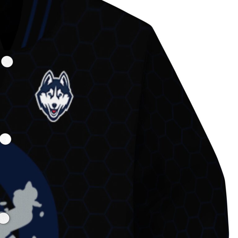 uconn huskies hexagonal pattern blue black jacket premium grade