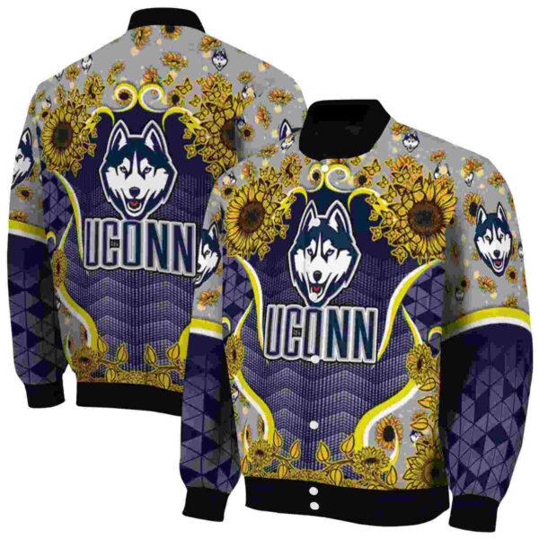 uconn huskies sunflower bloom blue yellow jacket fashion forward