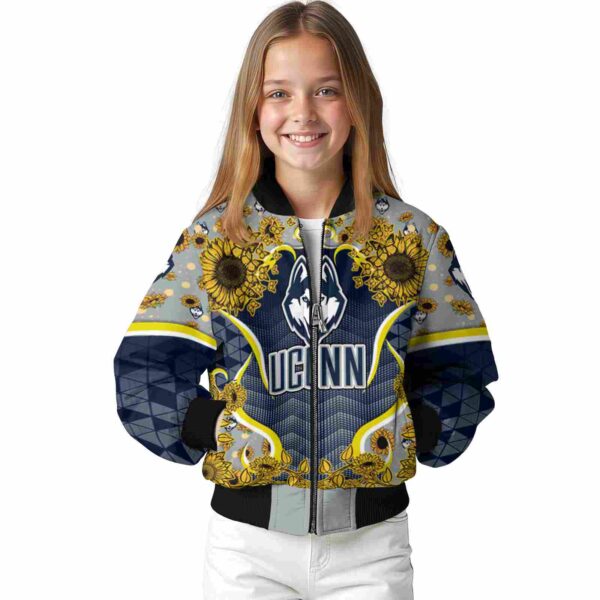 uconn huskies sunflower bloom blue yellow jacket top rated