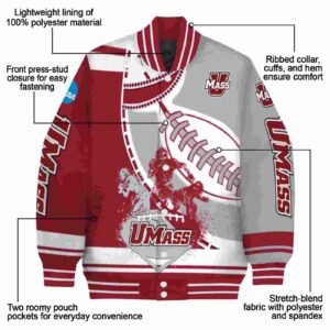 umass minutemen baseball stitching grey white jacket new arrival