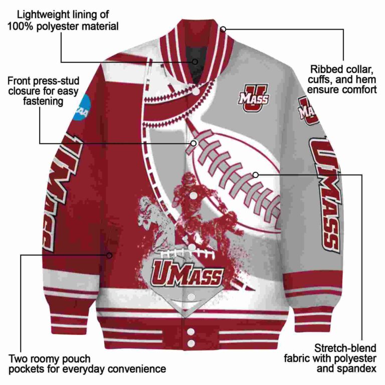 umass minutemen baseball stitching grey white jacket new arrival