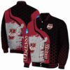 umass minutemen hexagonal pattern red black jacket fashion forward
