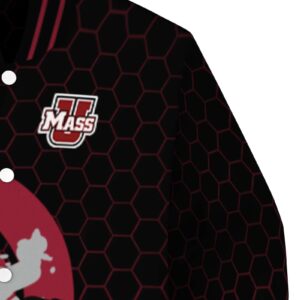 umass minutemen hexagonal pattern red black jacket premium grade