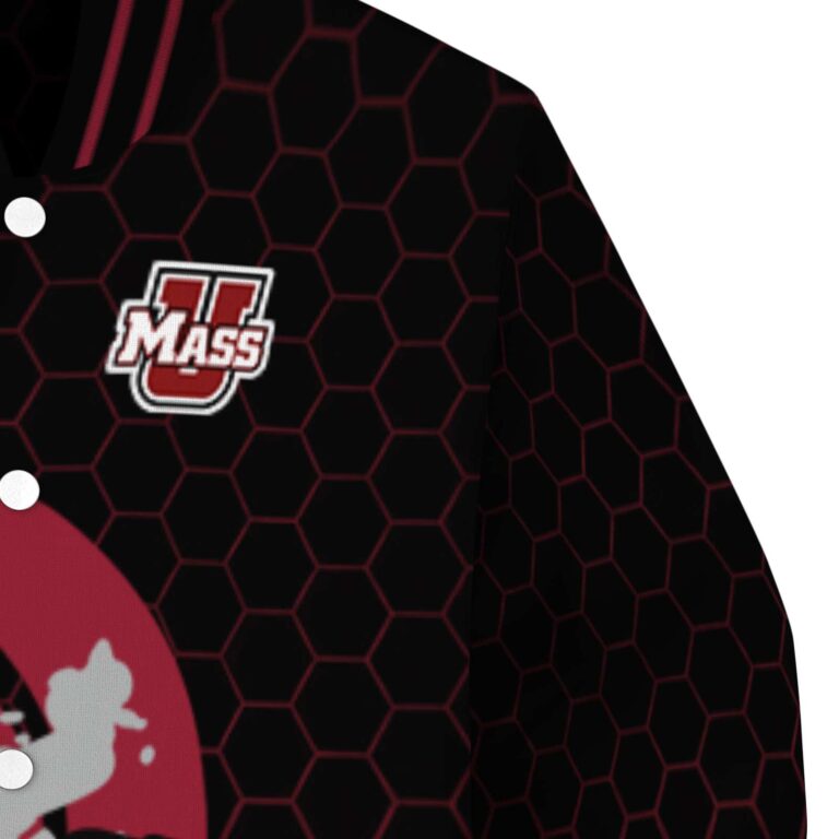 umass minutemen hexagonal pattern red black jacket premium grade
