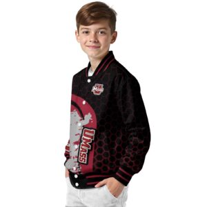 umass minutemen hexagonal pattern red black jacket trendy