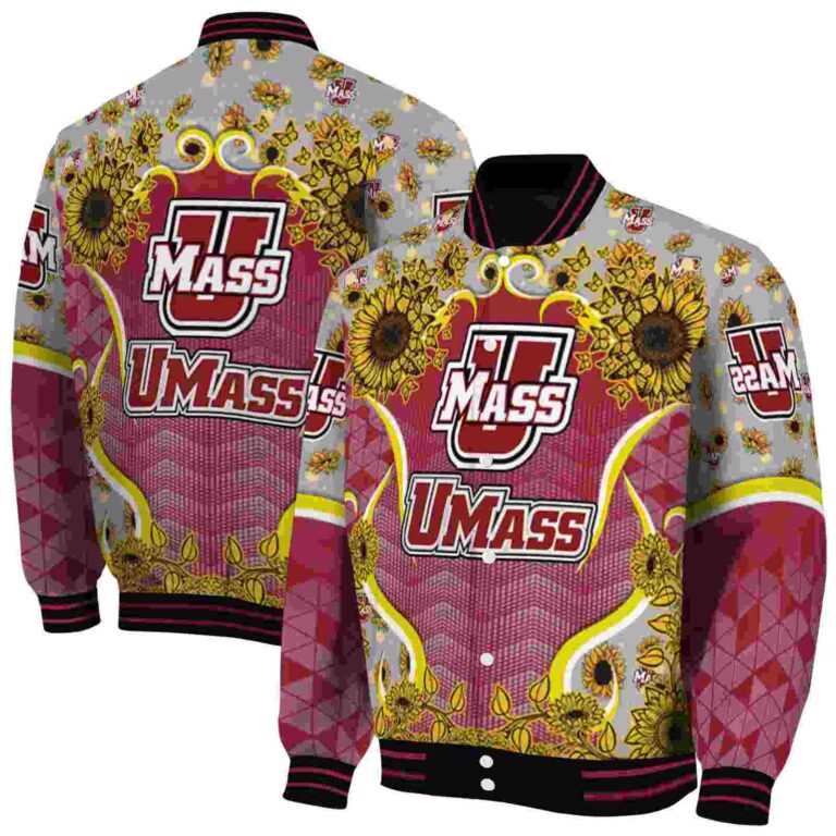 umass minutemen sunflower bloom red yellow jacket fashion forward
