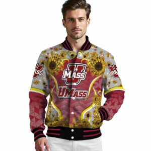 umass minutemen sunflower bloom red yellow jacket high quality