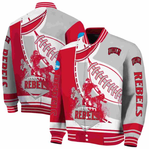 unlv rebels baseball stitching gray white jacket fashion forward