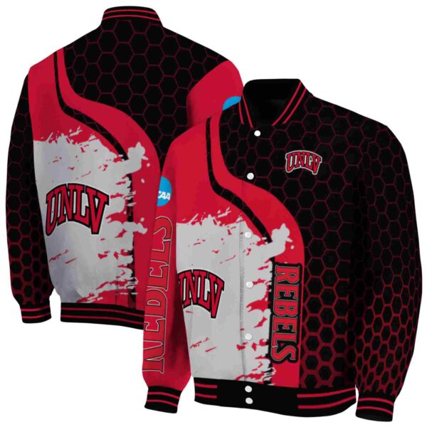 unlv rebels hexagonal pattern red black jacket fashion forward