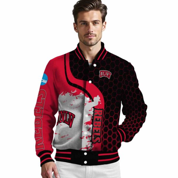 unlv rebels hexagonal pattern red black jacket high quality