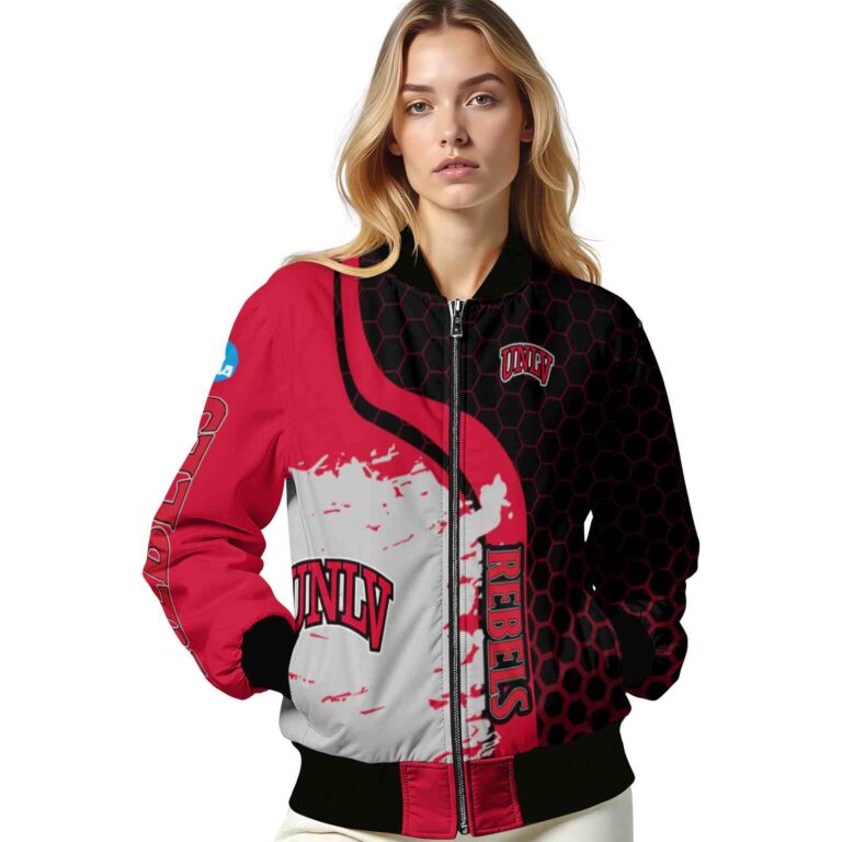 unlv rebels hexagonal pattern red black jacket latest model