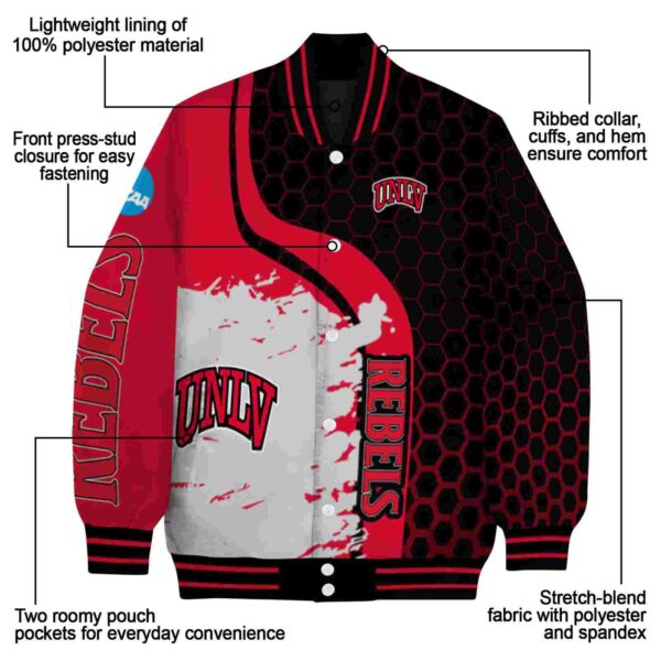 unlv rebels hexagonal pattern red black jacket new arrival