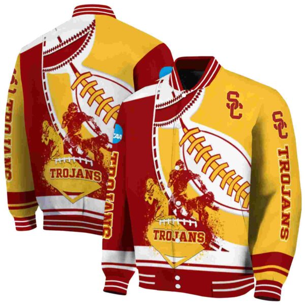 usc trojans baseball stitching yellow white jacket fashion forward