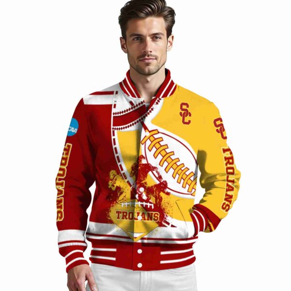 usc trojans baseball stitching yellow white jacket high quality