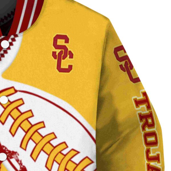usc trojans baseball stitching yellow white jacket premium grade