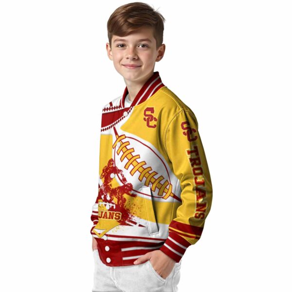 usc trojans baseball stitching yellow white jacket trendy
