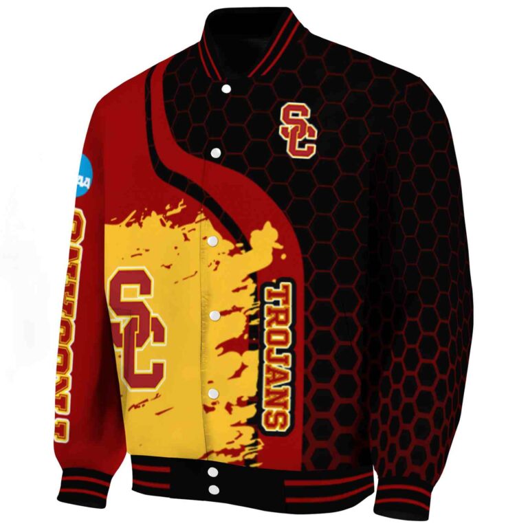 usc trojans hexagonal pattern red black jacket best selling