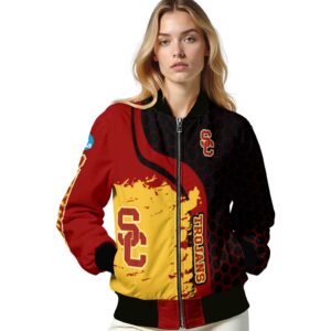 usc trojans hexagonal pattern red black jacket latest model