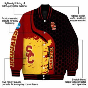 usc trojans hexagonal pattern red black jacket new arrival