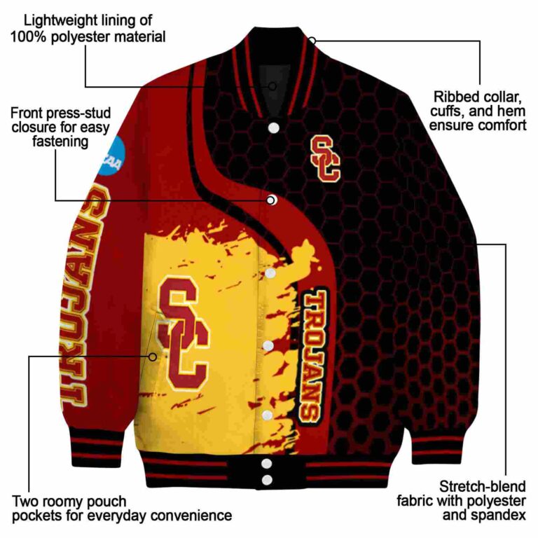 usc trojans hexagonal pattern red black jacket new arrival