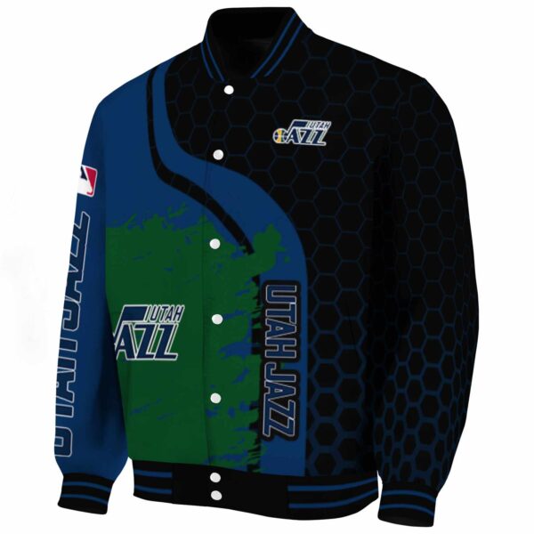 utah jazz hexagonal pattern navy black jacket best selling