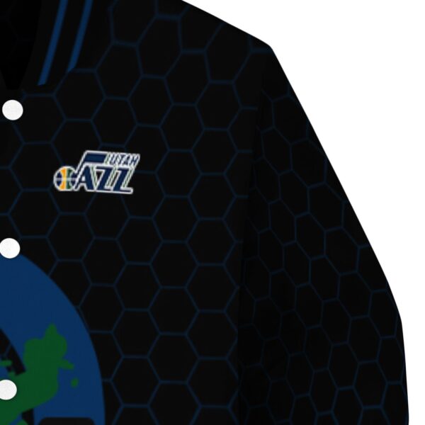 utah jazz hexagonal pattern navy black jacket premium grade