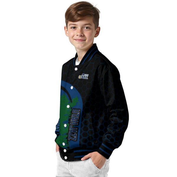 utah jazz hexagonal pattern navy black jacket trendy