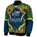 utah jazz sunflower bloom navy yellow jacket best selling