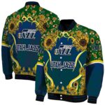 utah jazz sunflower bloom navy yellow jacket best selling
