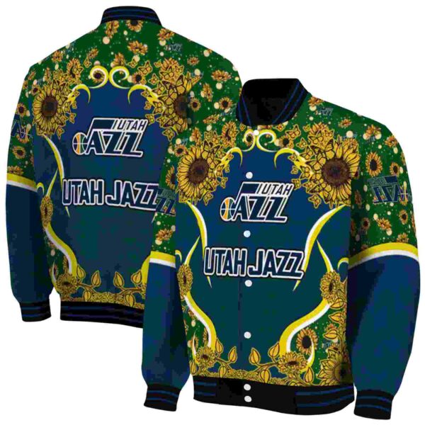 utah jazz sunflower bloom navy yellow jacket fashion forward